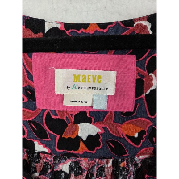 Maeve Anthropologie Ditsy Floral Tunic Blouse Womens 2X 3/4 Sleeve Boho Top - Picture 4 of 8
